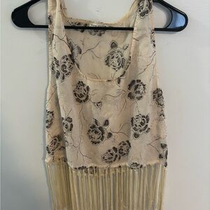 Vintage boho Floral Fringe Tank Top